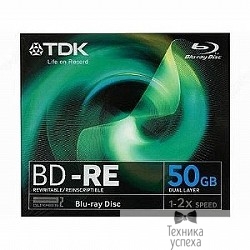 TDK Диск BD-RE  50 2 Jewel case (5шт) Double Layer (T19796)