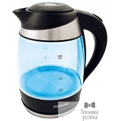 Чайник Starwind SKG2218 голубой/<wbr>черный 1.8л. 2200Вт (стекло)